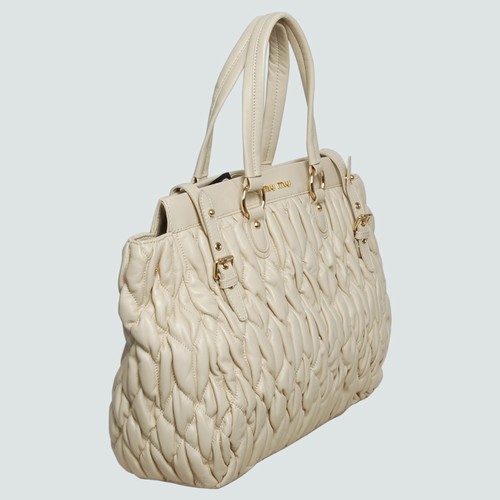 90.286 Miu Miu in pelle matelassé Tote Bag 90.286 Beige